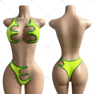 Giới tinh hoa sẵn sàng để tàu Chất lượng cao Kim Cương kỳ lạ dancewear vũ nữ Thoát y trang phục kỳ lạ dancewear bodysuit bikini đồ lót trang phục - Product Image 2