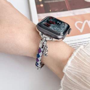 Correa <span class=keywords><strong>de</strong></span> reloj <span class=keywords><strong>de</strong></span> cordón redondo para 38-49 mm, compatible con Apple Watch 8/7/6/SE, estilo elegante - Product Image 5