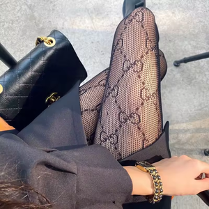 <span class=keywords><strong>Medias</strong></span> de Red de Lujo con Logotipo de Marca Personalizado, <span class=keywords><strong>Medias</strong></span> de Rejilla con Letras Impresas para Mujer, <span class=keywords><strong>Medias</strong></span> Negras Huecas, Body Stocking - Product Image 5