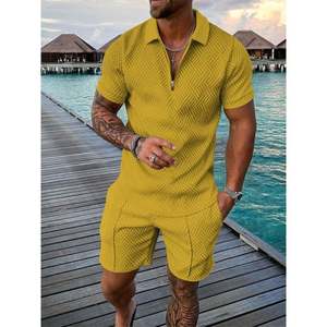 Ventes en gros de tenues d'été pour hommes, ensemble de deux pièces, chemise courte à fermeture éclair, mode masculine, chemises à manches courtes pour hommes, survêtement - Product Image 5