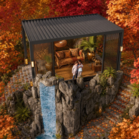 Gazebo de Aluminio con Recubrimiento en Polvo para Exteriores, Pérgola con Techo de Láminas Motorizadas, Diseño Ecológico y Duradero, Resistente al Agua y al Viento, con LED