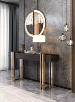 Table de console en bois d'angle en acier inoxydable avec miroir Hall d'hôtel design d'art en métal de luxe populaire