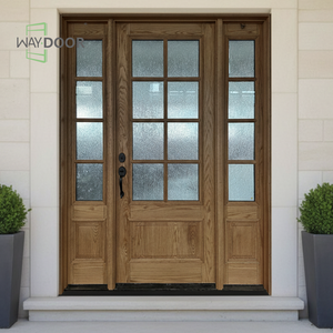 Certification Entrance Wooden <strong>Door</strong> with Glass Sidelights Soundproof Mahogany Oak Solid Wood Front Entry Double Sidelites <strong>Door</strong> - Product Image 3