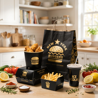 Boîtes d'emballage alimentaire pour hamburgers, hot-dogs, poulet frit, déjeuner à emporter, en papier kraft, écologiques, avec logo personnalisé imprimé