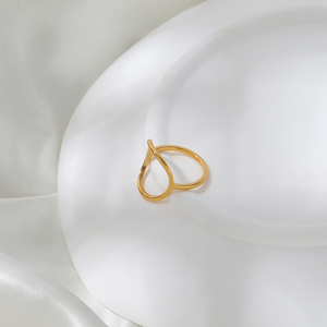 Anelli a Cerchio Grandi Semplici di Lusso in Oro Puro 18K in Acciaio Inossidabile Gioielli Placcati Oro di Tendenza - Product Image 3