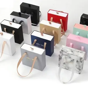 Paper Material Jewellery Shipping Packaging Necklace Bracelet Rings Boxes Jewelry Drawer Gift Box Craft Paper Box With Handle