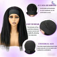 Perruque Yaki longue et lisse en soie glacée noire, style européen et américain, pour femme, en fibre haute température, exotisme transfrontalier