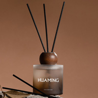 Diffuseur de parfum en verre rond mat brun dégradé avec logo personnalisé, extrait de plantes, parfum minimaliste rétro, décoration d'intérieur