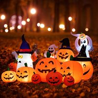 Ensemble de citrouilles gonflables lumineuses pour Halloween, citrouilles gonflables pour la cour, le jardin, la pelouse, la maison, décorations de fête d'Halloween