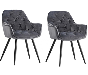 Chaises de salle à manger en tissu velours rembourrées avec accoudoirs, design moderne, confortables, pour café, hôtel - Product Image 4