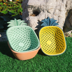 Panier à ananas en plastique double couche avec égouttoir, taille L, réutilisable, pour le rangement des légumes et fruits de cuisine, forme ovale, couleurs assorties - Product Image 4