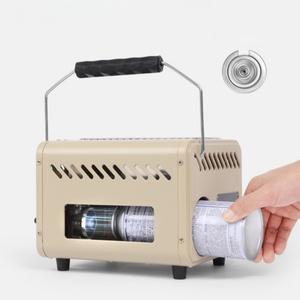 Calentador de Gas Portátil para Exteriores, Mini Estufa de Camping con Asa de Transporte, Color Beige - Product Image 1