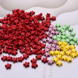 7Mm 500 Buah/Kantong Manik-manik Bentuk Bintang Lima Titik Paduan Seng Logam untuk Membuat Perhiasan Gelang Anak