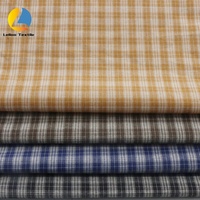 Tissu en coton polyester à carreaux personnalisable de 145 cm de large, 115 g/m², doux, léger, couleur café au lait, teint en fil pour la confection de chemises et de jupes