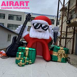 Père Noël Gonflable Rocker pour Bar et Club, avec Microphone et Lunettes de Soleil, Idéal pour l'Entrée de la Fête - Product Image 4