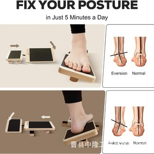 Planche d'équilibre pour cheville en bois antidérapante pour l'entraînement de la voûte plantaire et du tendon d'Achille, équipement de gym - Product Image 4
