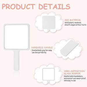 Miroir à main carré mignon avec poignée, vente en gros, pas cher, personnalisable - Product Image 3