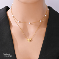 Pendentif Cœur Classique Tendance en Acier Inoxydable Étanche Plaqué Or 18K Double Couche à Maillons pour Fête - Meilleures Ventes