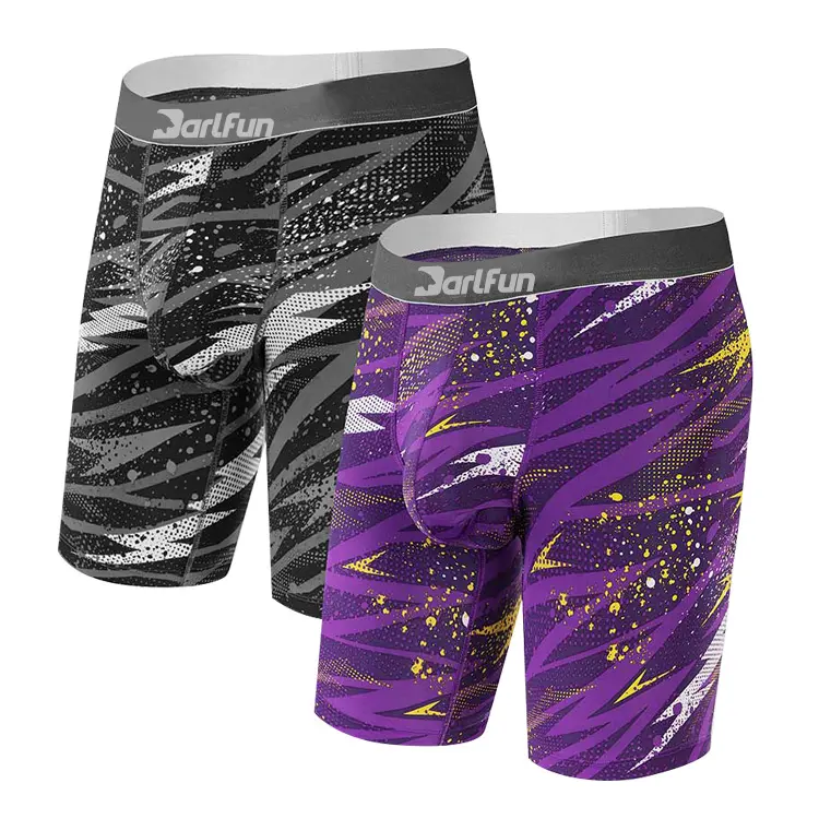 Wholesale High Quality Men's Bamboo Boxer Briefs Underwear Custom Designer Purple Mens Boxer Briefs with Blank Logo