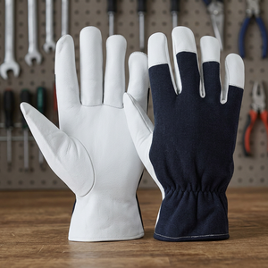 JNA Group White Leather Assembly <b>Gloves</b> with Anti-Slip Fingertips <b>Knit</b> Wrist General Purpose 11 oz Silicone-free Latex-free - Product Image 5