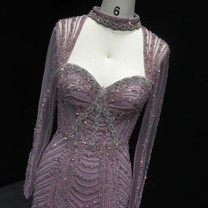 Abito da sera di lusso a maniche lunghe in stile arabico blu chiaro per le donne eleganti abiti da festa nuziale <span class=keywords><strong>rosa</strong></span> Lsz635 - Product Image 5