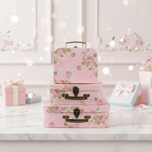 Scatola Regalo Ecologica a Forma di Valigia in Cartone con Logo Personalizzato e Manico, Piccola Scatola Vintage in Carta con Manico per <span class=keywords><strong>Regali</strong></span> - Product Image 1
