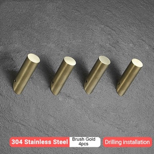 4 Pcs Bathroom Wall Single Double <strong>Towel</strong> <strong>Hooks</strong> Bathroom Coat <strong>Hook</strong> Robe <strong>Hook</strong> Stainless Steel Round - Product Image 5