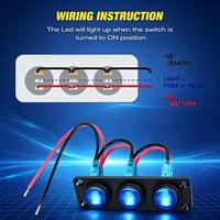 Panneau d'interrupteurs à bascule rond étanche 3 gangues 12V avec voyant LED bleu pour voiture, camion, camping-car, bateau, véhicule marin