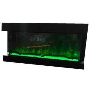 Cheminée électrique moderne Flamme 7 couleurs Vue sur trois côtés <span class=keywords><strong>D</strong></span>écoration intérieure chauffée au feu pour usage domestique Insertion facile en métal - Product Image 3