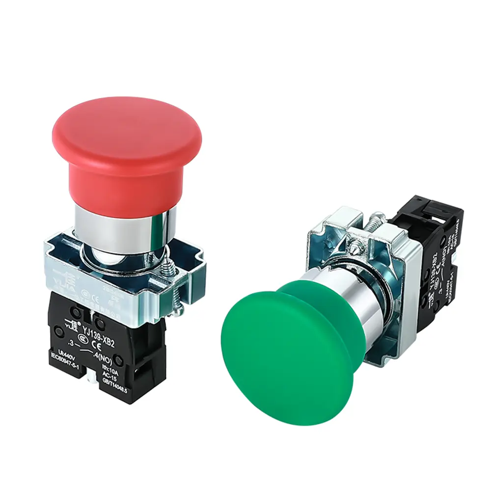 YIJIA 22 Mét XB2 Không Thấm Nước Momentary Nấm Head Push Button Chuyển Tự Khóa Bắt Đầu Dừng Nút