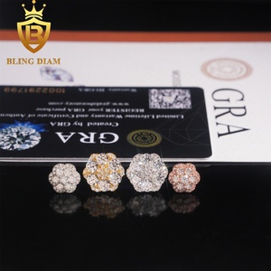 Nouvelle Collection – Boucles <span class=keywords><strong>d</strong></span>'oreilles tendance à visser en <span class=keywords><strong>argent</strong></span> sterling 925 plaqué or blanc, serties de moissanite et de diamants, style hip-hop, 10 mm et 12 mm - Product Image 6
