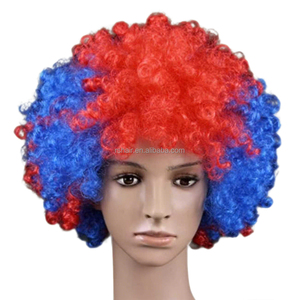 Peruca Colorida para Fãs de Futebol, Peruca Sintética com Cores de Bandeira Nacional, Acessório para Carnaval e Festivais - Product Image 4