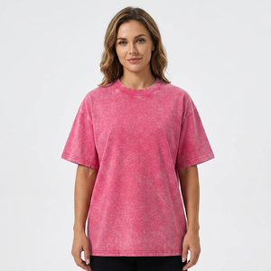 เสื้อยืดโอเวอร์ไซส์สีชมพู แห้งเร็ว แขนสั้น คอโอ ผ้าเจอร์ซีย์คอตตอน 100% สไตล์ลำลอง สตรีทแวร์ผู้ชาย  รับสกรีนโลโก้ - Product Image 1