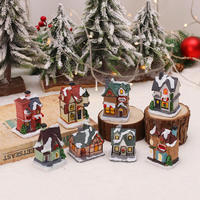Décorations de maison de Noël en forme de maison de neige lumineuse de dessin animé, paysages miniatures sculptés artistiques, villas en résine, artisanat pour maisons - Souvenir