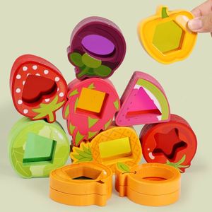 Fruit Vegetable Shaped Wood Frame Rainbow Colorful 10 PCS Clear Acrylic Gem Cubes <b>Building</b> <b>Blocks</b> <b>Set</b> for Kids - Product Image 1