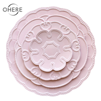Assiettes à steak en céramique rose de haute qualité Ohere, motif floral en relief, 10,5 pouces, vaisselle en porcelaine pour la décoration de mariage, assiette à dîner