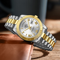 Montre à quartz pour homme Nibosi 2628, argentée unique, bracelet en acier inoxydable exclusif, calendrier lumineux, minimaliste, montre-bracelet de loisirs