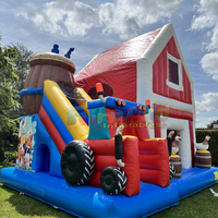 Structure gonflable combinée pour enfants, thème ferme, avec toboggan, capacité 500 kg, garantie 3 ans, bâche PVC 0,55 mm