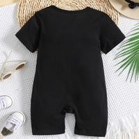 Romper Bayi Unisex Ramah Lingkungan, Bahan Katun, Warna Polos, Pola Dapat Disesuaikan, Bernapas, Lengan Pendek, Kancing Tekan