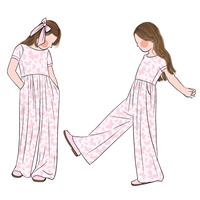 Combinaison courte à manches courtes pour filles, populaire, décontractée, douce et confortable, à imprimé floral, avec des poches latérales, pour les filles