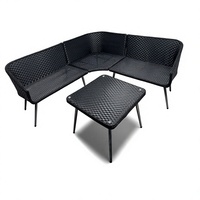 Ensemble de salon de jardin en rotin tressé moderne à trois pièces avec chaise longue et petite table pour salon et jardin