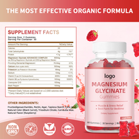 Gummies de glycinate de magnésium sans sucre, 60 unités, complément alimentaire pour soutenir la relaxation musculaire et soulager le stress, marque privée OEM