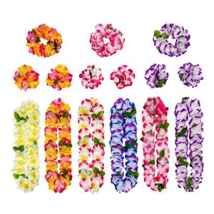 Colliers de fleurs hawaïennes en soie pour fêtes à thème Luau <span class=keywords><strong>tropical</strong></span>, décorations de fête, couronnes, bandeaux, mariages, vacances, plage - Product Image 1