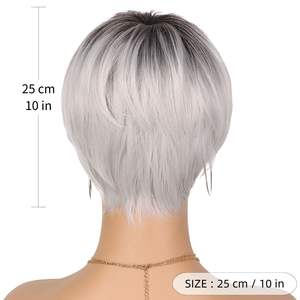 Anxin วิกผมหยิกสั้นทรงหยิกสำหรับผู้หญิงผิวดำวิกผมสังเคราะห์สไตล์ฟรี - Product Image 5