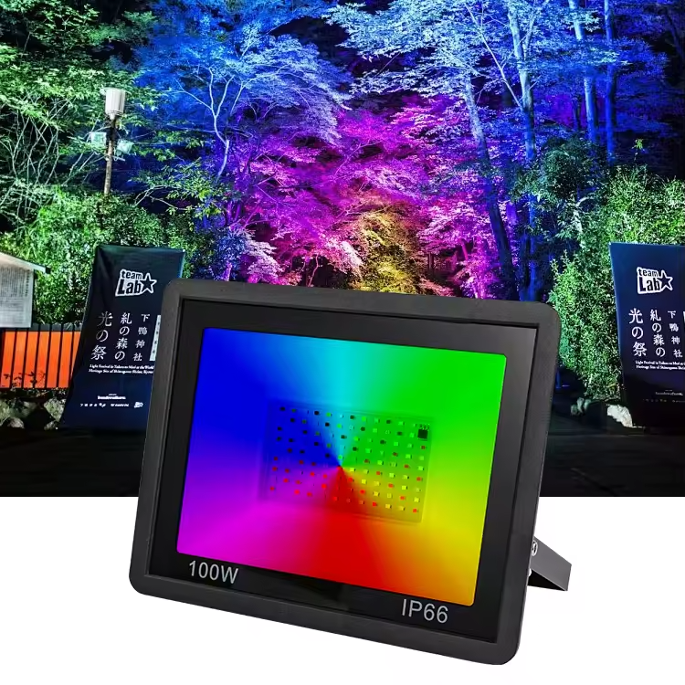 Led Flood Light RGB Outdoor Colored Floodlight with Remote Dimmable Landscape Lighting Wall Washer Lamp 16 Colorful with Plug