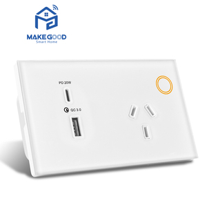 Makegood <span class=keywords><strong>RGB</strong></span> đèn nền AU tiêu chuẩn thông minh ZigBee đôi GPO Power Point & 1gang chuyển đổi ánh sáng phích cắm & ổ cắm Google nhà Alexa - Product Image 6