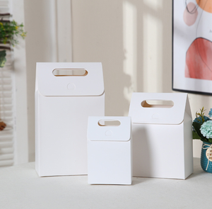 Multi-size White Flip Handle Stand-up Bags Made Thick White Cardboard Eco-Friendly Recyclable Four-Color Printing Integrated - Product Image 1