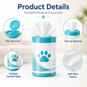 Lingettes pour animaux de compagnie personnalisées en gros sous marque privée, 80 lingettes pour le nettoyage de la bouche et du visage, éliminent les restes de nourriture pour chiens et chats - Product Image 5