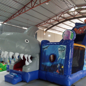 Castillo Inflable de PVC con Forma de Tiburón para Niños, Capacidad de 800 kg, 12 Personas, Uso Comercial, Parque de Aventuras, Diversión con Saltos - Product Image 1