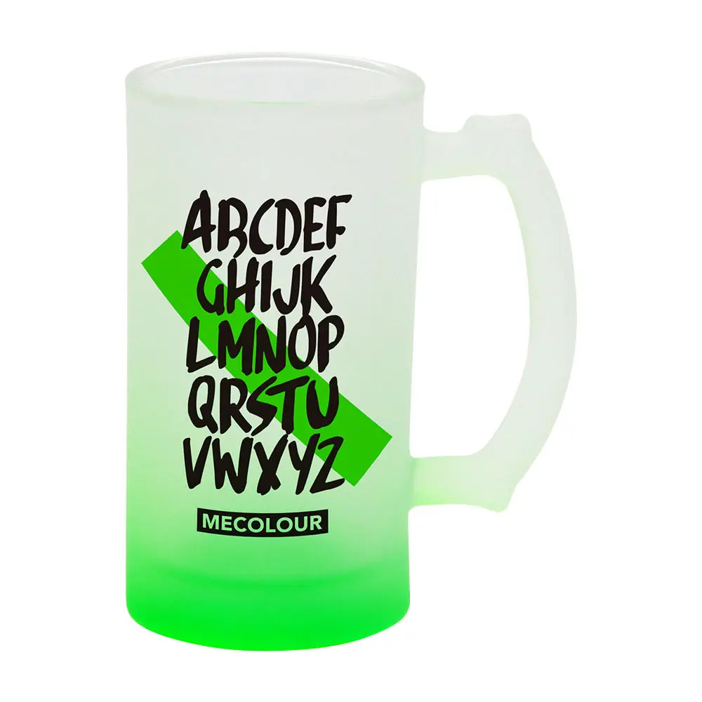 Fluorescencia Gradiente de color Sublimación Color Copa de vidrio Cerveza Stein Tazas 16oz